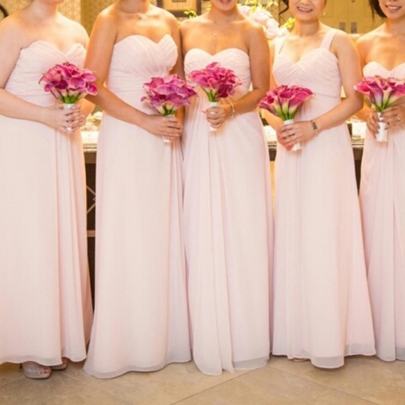 Blush Chiffon Bridesmaid Gown Size 4 - Picture 5 of 5